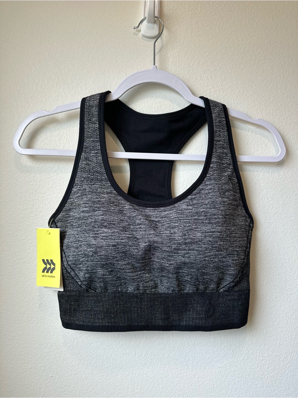 all in motion Heathered Gray & Black Racerback Sports Bra